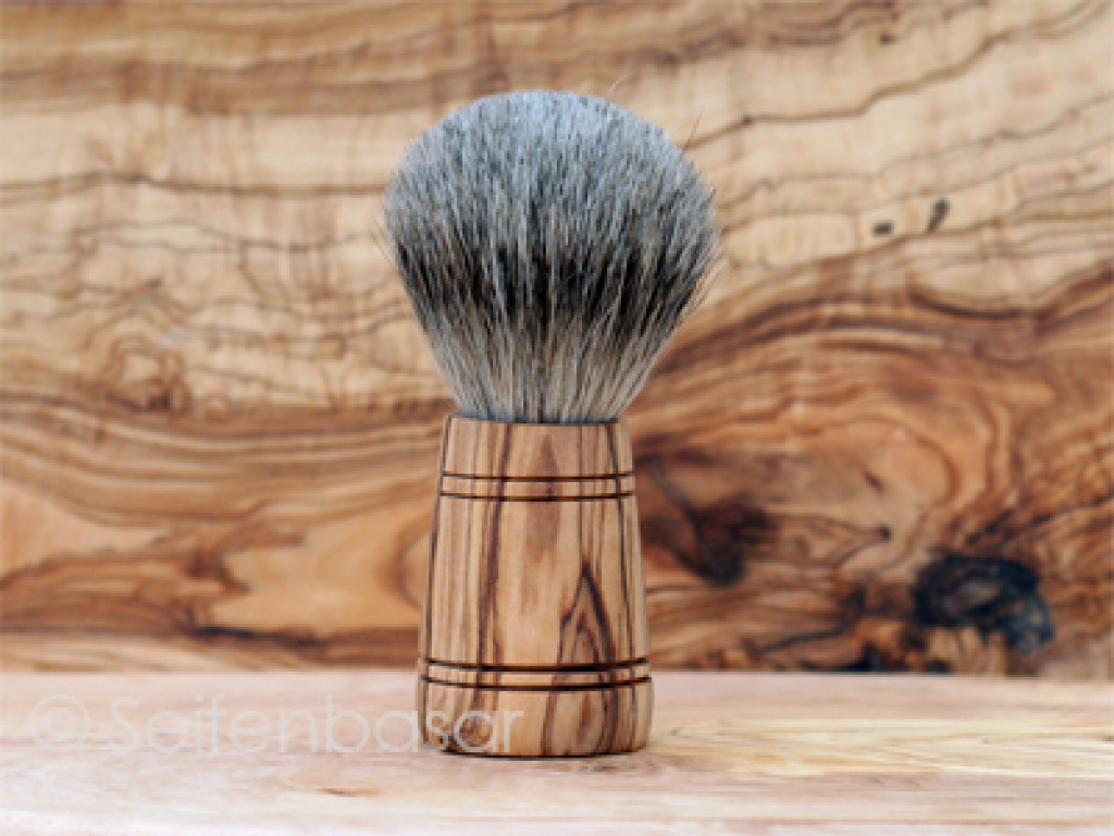 Badger shaving brush with olive oil wood